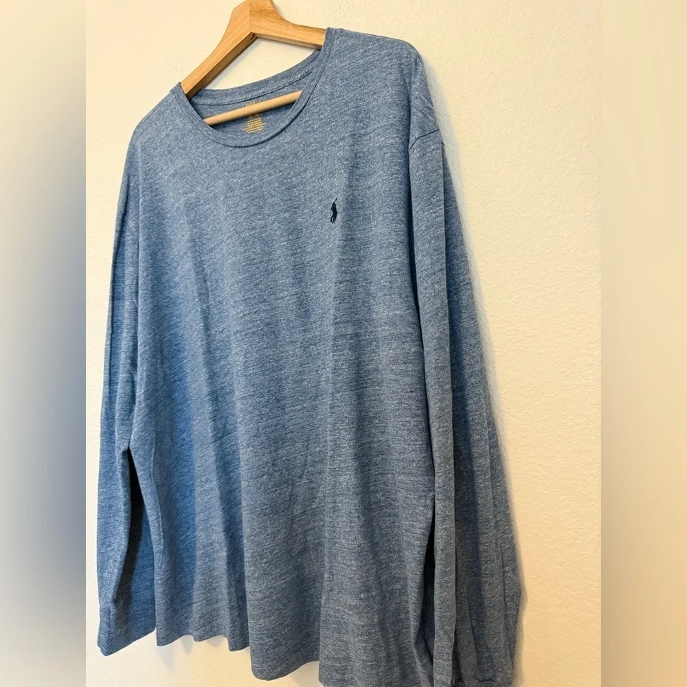 Polo Ralph Lauren Men’s Long Sleeve T-Shirt Blue Heather XL 100% Cotton